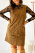 Corduroy Patch Pocket Sleeveless H Line Mini Dress
